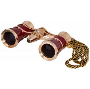 Levenhuk Broadway 325F Opera Glasses (red, with LED light and chain) (Red)