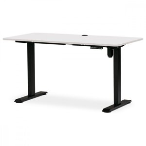AUTRONIC LT-W140 WT Kancelářský polohovací stůl s elektricky nastavitelnou výší pracovní desky. Bílá deska. Kovové podnoží v černé barvě.